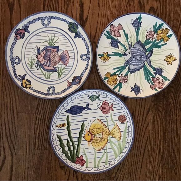 Set of 3 Portugal fish chargers wall hangings - Picture 1 of 7